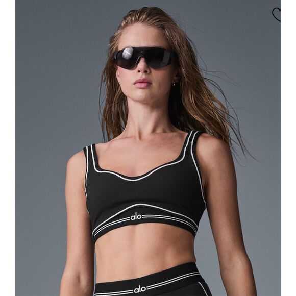 Alo Yoga Other - Alo Yoga Airbrush Heart Throb Bra Black/ White  EUC